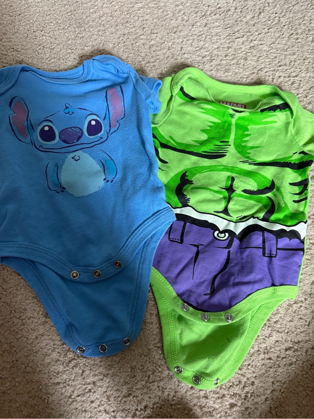 Disney Stitch marvel hulk Baby Onsies size 0-3
